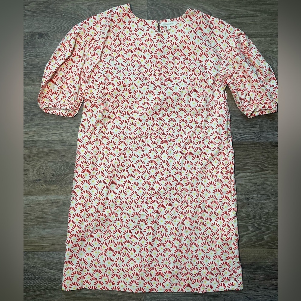 Ann Mashburn XS Puff Sleeve Cotton Dress Red Floral Romantic Southern prep $395 - Picture 1 of 7